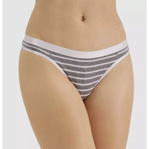 Jenni Women's Lilac‎ Purple Satin Trim Gray Stripe Thong Panty Underwear, XXL